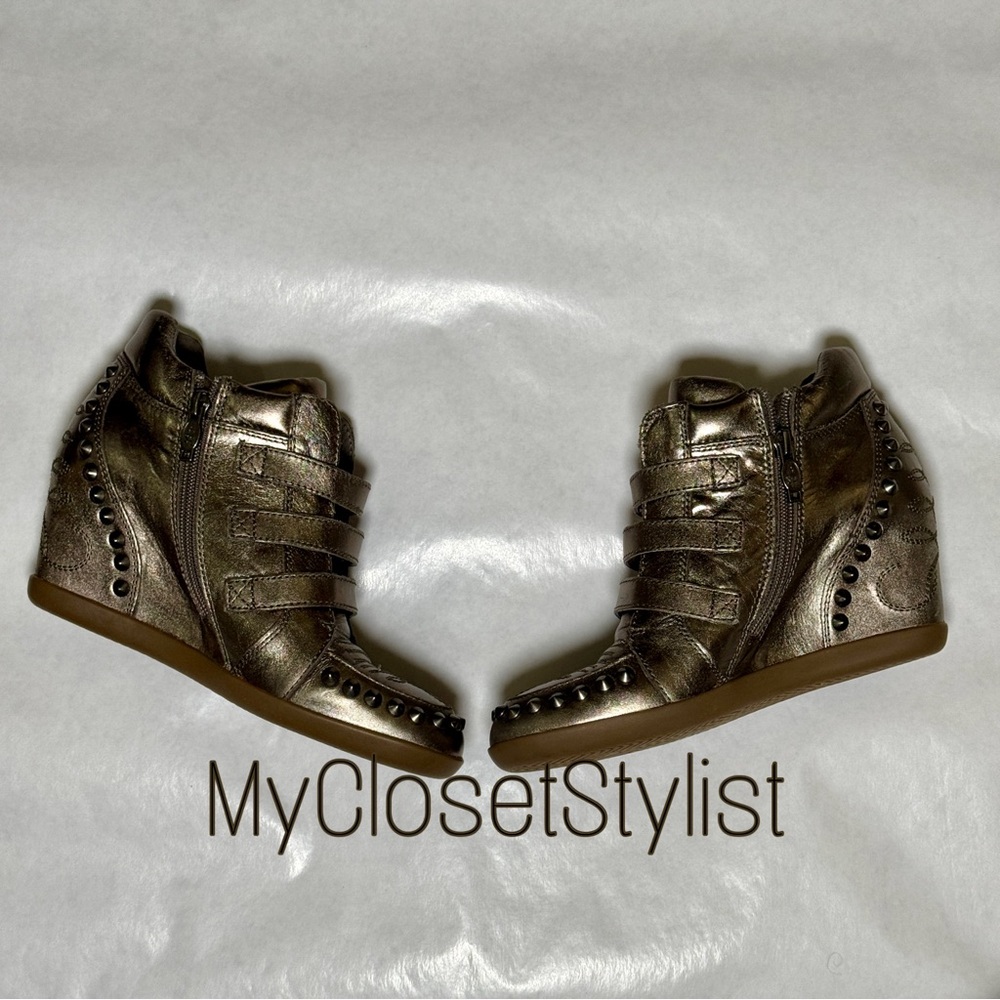 NEW ASH Bowie RARE Studded Wedge Sneakers!! 8 Bronze Gold LIMITED EDITION!! - Picture 7 of 8